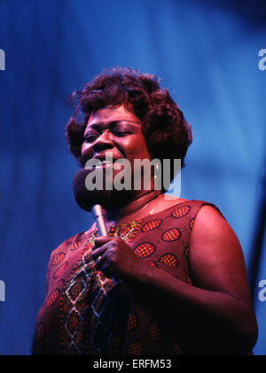 Sarah Vaughan - Porträt der amerikanischen jazz-Sängerin beim 1981 Capital Radio Jazz Festival in Knebworth. 27 März Stockfoto