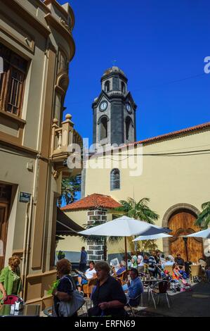 Cafe an der Plaza de la Iglesia. Puerto de la Cruz. Teneriffa. Kanarischen Inseln. Spanien Stockfoto