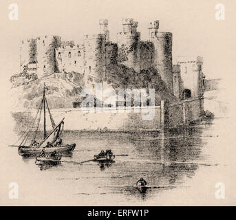 Conwy Castle (ehemals Worte als Conway Castle) ist eine Burg in Conwy, an der Nordküste von Wales. Es wurde zwischen 1283 und 1289 als Teil von König Edward i. zweite Kampagne in Nord-Wales gebaut. Stockfoto