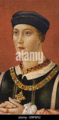 König Henry VI Porträt (regierte 1422-1461). Das Haus York forderte seinen Anspruch auf den Thron und stürzte das Land in Stockfoto