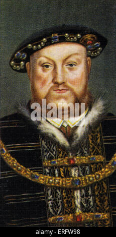 König Henry VIII Porträt (Reigned 1509-1547). König Heinrich verheiratet sechs Ehefrauen und zwei von ihnen ausgeführt. Um Anne heiraten Stockfoto