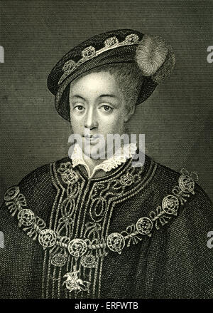 Eduard VI. (1537 – 1553) wurde König von England und Irland, im Jahr 1547, und im Alter von neun gekrönt.  Edward war der Sohn von Heinrich VIII. Stockfoto