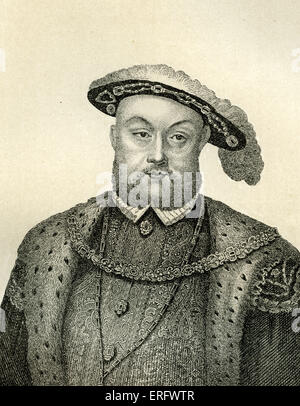 Heinrich VIII. (1491-1547) war König von England vom 21 April 1509 bis zu seinem Tod. Er hatte sechs Frauen und trennte sich von der katholischen Stockfoto