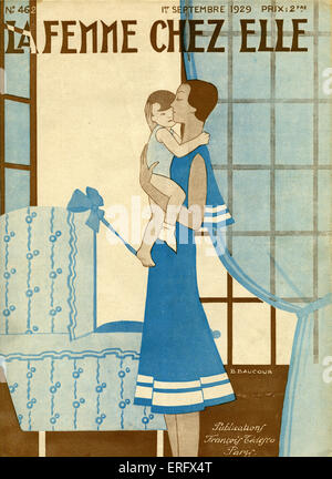 Cover von La Femme Chez Elle - Mutter und Kind September 1929. B. Baucour Künstler Stockfoto