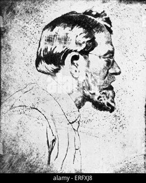 Emil Orlik - Selbstporträt gezeichnet im Jahre 1910.  Tschechischer Maler, Radierer und Lithograph: 21. Juli 1870 – 28. September 1932 Stockfoto