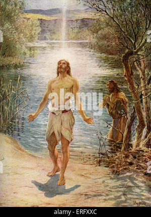 Jesus wird von Johannes getauft. "Dann kommt Jesus aus Galiläa an den Jordan zu John, um von ihm getauft zu werden". John I, 32-34. Stockfoto