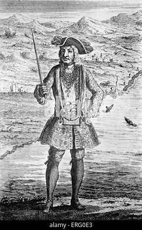 "Kapitän Bartholomew Roberts", gravieren. CBR: Walisischen Freibeuter bekannt als Black Bart (obgleich nicht in seiner Lebenszeit), er war sehr Stockfoto