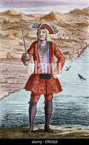 "Kapitän Bartholomew Roberts", gravieren. CBR: Walisischen Freibeuter bekannt als Black Bart (obgleich nicht in seiner Lebenszeit), er war sehr Stockfoto