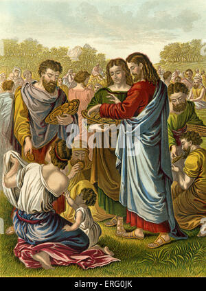 Jesus "Füttern die Multitude" (auch bekannt als das Wunder der Brote und der Fische). Miracled Jesus zugeschrieben. Referenz Stockfoto