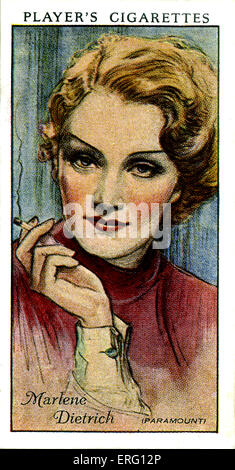 Marlene Dietrich, deutsch-stämmige amerikanische Schauspielerin und Sängerin. 27. Dezember 1901 – Mai 6. 1992. (Zigarette Spielerkarte). Stockfoto