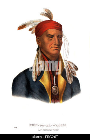 Shingaba W'Ossin ("Bild-Stein"), ein Chippeway Häuptling (ca. 1763 - c. 1830). Indianerhäuptling des Chippeway-Stammes, und Stockfoto