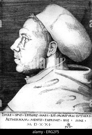 Martin Luther als Mönch.  Holzschnitt von Lucas Cranach, datiert 1521.  ML Deutsch Chrisitian Kirche Reformer 10 November 1483-18 Stockfoto