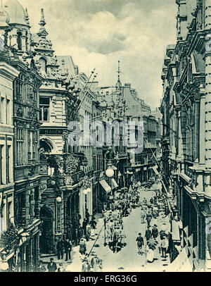 Köln, Deutschland, Anfang des 20. Jahrhunderts. Blick in Die Hohestrausse (Ansicht von der High Street).  Postkarte. Stockfoto