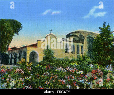 Kalifornien: Mission San Juan Capistrano und Garten. Foto c.1900s Stockfoto