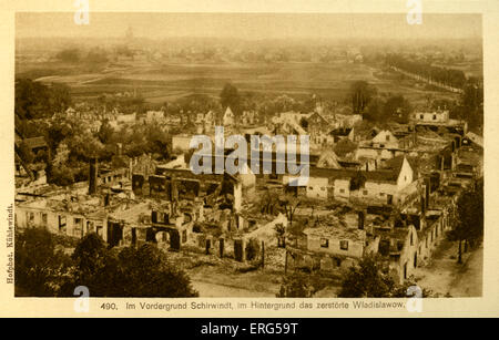 Am östlichen Front Städte unter deutscher Besatzung Weltkrieg. Foto entnommen, Bildunterschrift lautet: "Im Vordergrund Schirwindt, Im Stockfoto