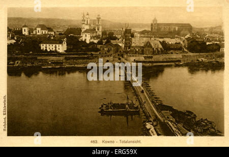 Am östlichen Front Städte unter deutscher Besatzung Weltkrieg. Foto, zeigt Weitblick von Kaunas ("gebauten"), entnommen mit Fluss. Stockfoto