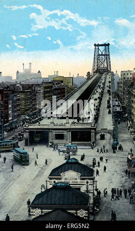 New York: Williamsburg Bridge Ansatz Stockfoto