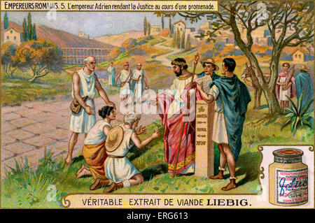 Roman Emperors - Liebig Fleisch Extrakt Sammelkartenspiel, 1907. Vignette von Hadrian. Bildunterschrift lautet: "L'empereur Adrien Stockfoto