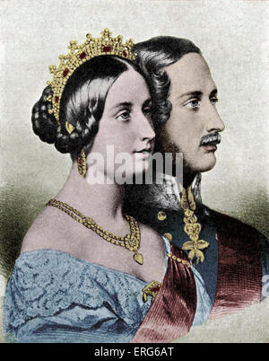 Königin Victoria und Prinz Albert. Porträts im Profil. Stockfoto