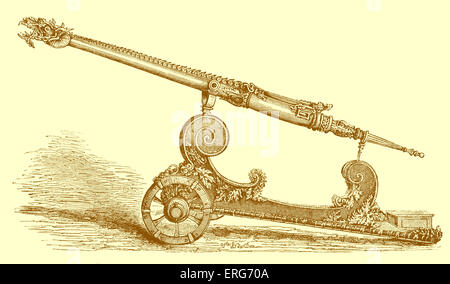 Doppelläufigen Dragonneau, eingesetzt bei der Belagerung von Santander im Jahre 1511. Eine Beckenendlage Artillerie Stück laden. Stockfoto