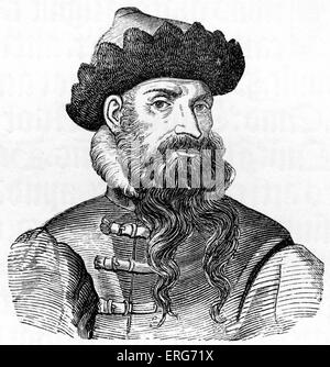 Johannes Gutenberg, aus einem sechzehnten Jahrhundert Gravur. Erfinder des Buchdrucks, c. 1398 – 3 Februar 1468 Stockfoto