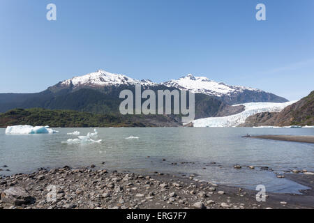 Landschaftsansicht Alaskas Mendenhall Gletscher in Juneau Stockfoto