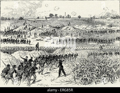 Schlacht des Kraters, American Civil War - Schlacht kostenlos. 30. Juli 1864, während der Belagerung von Petersburg, Virginia. Durch die Konföderierten Army of Northern Virginia, unter dem Kommando von General Robert E. Lee und die Union Army of the Potomac unter dem Kommando von Generalmajor George G. Meade bekämpft. Stockfoto