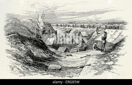 Schlacht des Kraters, American Civil War - konföderierte Linie am Krater.  Am 30. Juli 1864 explodierte federierte Truppen eine Mine in Stockfoto