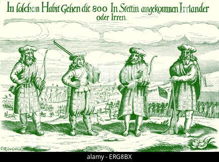 Irische Soldaten im Dienst von Gustavus Adolphus, 1631, eine deutsche Breitseite des neunzehnten Jahrhunderts entnommen. Gustav II. Adolf, Gründer des schwedischen Reiches, 9 Dezember, 1594 – 6. November 1632 Stockfoto