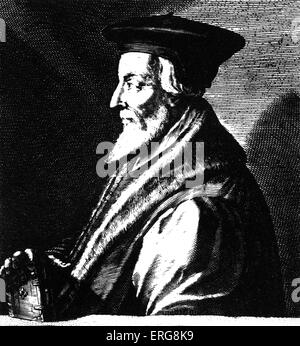 Hugh Latimer, Bischof von Worcester, 1485 (?) - 1555. Vom Kupferstich von Passe von Hollands Heroologia, 1620. Stockfoto