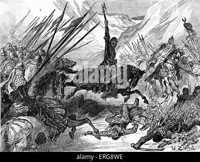 Schlacht von Azotus, 1191. Während Dritter Kreuzzug.  König Richard ich die anglo-französischen Kreuzfahrer gegen Saladin und seine Rallyes Stockfoto