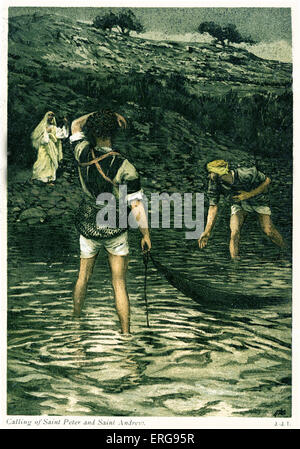 Aufruf von Saint Peter and Saint Andrew, Matthaeus - Kapitel 1.  Illustriert von J James Tissot. Französischer Maler und Grafiker 15 Oktober Stockfoto