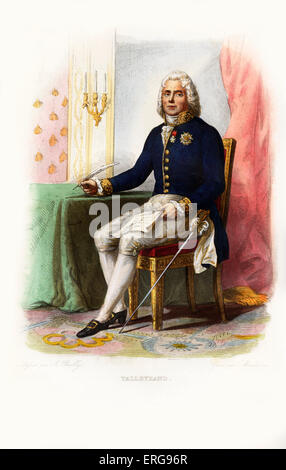 Charles Maurice de Talleyrand-Périgord, 1. Prince de Bénévente. Französischer Diplomat. 1754-1838. Kupferstich von Mauduison. c.1847 Stockfoto