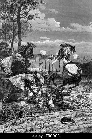 Vicomte de Turenne Tod, 27. Juli 1675. Während der Schlacht von Salzbach (Elsass) zwischen Frankreich und dem Heiligen Römischen Reich in Stockfoto