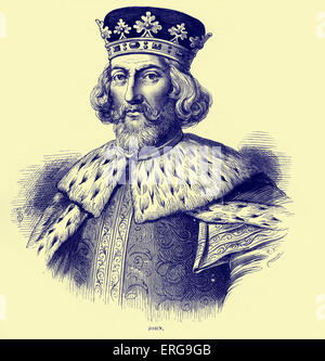 John, König von England, von 6 April 1199 bis zu seinem Tod. 24 Dezember 1166 – 18/19. Oktober 1216. Stockfoto