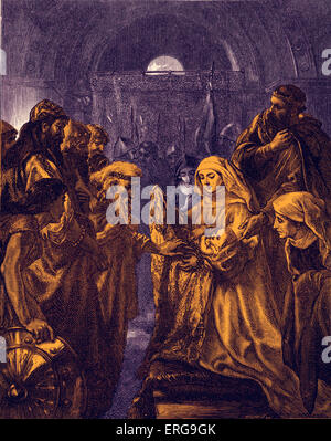 Edward ich vorlegen seines Sohnes die Waliser, 1282. Ersten Prinz trägt den Titel Prince Of Wales als Zeichen der Rolle als Erbe-offensichtlich (zukünftige Edward III). Edward i., regierte 1272-1307). Auch bekannt als Edward Longshanks / englische Justinian seine rechtlichen Reformen. Stockfoto