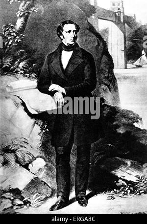 Robert Stephenson - englischer Bauingenieur (16. Oktober 1803 – 12. Oktober 1859). Nach der Gravur von T.S. Atkinson nach Gemälde von John Lucas. Stockfoto