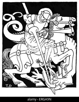 Saint George und der Drache. Illustration von A Short History of England von g.k. Chesterton.  Episode in der Geschichte der englischen Sprache Stockfoto