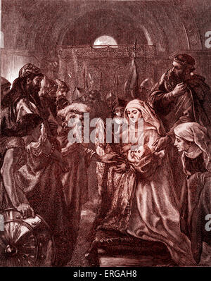 Edward ich vorlegen seines Sohnes die Waliser, 1282. Ersten Prinz trägt den Titel Prince Of Wales als Zeichen der Rolle als Erbe-offensichtlich (zukünftige Edward III). Edward i., regierte 1272-1307). Auch bekannt als Edward Longshanks / englische Justinian seine rechtlichen Reformen. Stockfoto