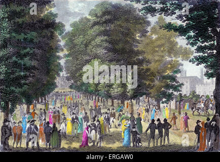 Promenade in St James Park in London, 1804. Engaving von Edwards, veröffentlicht 20. März 1804 von Richard Phillips. Stockfoto