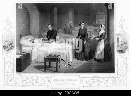 Krimkrieg: Florence Nightingale in einem Krankenhaus in Scutari. Nachtigall (12. Mai 1820 – 13. August 1910) war ein berühmter Stockfoto