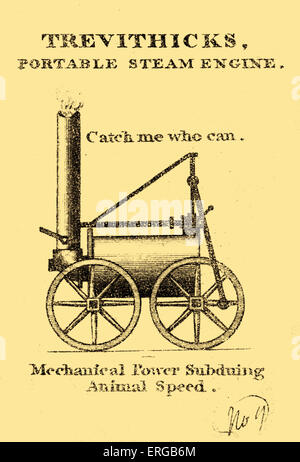 Richard Trevithicks Lokomotive namens "Catch me if you can", 1808.     RT: Britischer Erfinder und Bergbauingenieur (13. April Stockfoto