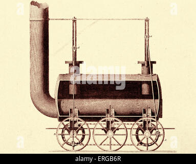 Lokomotive, entworfen von Robert Stephenson und W. Losh 1815.    RS: Englischer Bauingenieur (16. Oktober 1803 – 12. Oktober 1859) Stockfoto