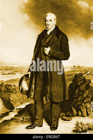 George Stephenson - englischer Bauingenieur und Maschinenbau-Ingenieur (9. Juni 1781 – 12. August 1848) Stich nach T.S. Atkinson Stockfoto