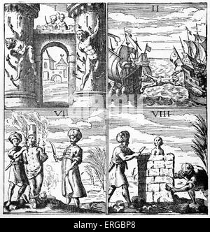 Christliche Sklaven gefoltert in Algerien (17. Jahrhundert Abbildung). Algerien war damals Teil des Osmanischen Reiches. Bildunterschrift lautet: Qualen der Sklaven, von Histoire de Barbarie 1637. Stockfoto