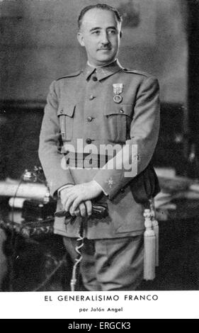 General Francisco Franco - Porträt. Spanischer Militär allgemein, Diktator und Mitglied der Falange-Bewegung: 4. Dezember 1892 – 20. November 1975. Stockfoto