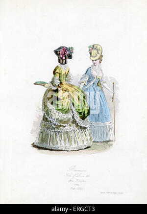 Baronessen aus der Zeit von Louis XVI, 1783 - vom Kupferstich von Hippolyte Pauquet nach Moreau. LXVI, König von Frankreich: 23. August 1754 – 21. Januar 1793. Platte LXXIII. Stockfoto