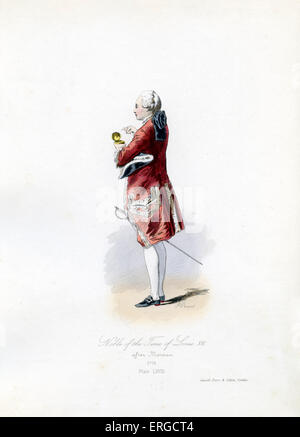Edelmann, der die Zeit von Louis XVI, 1775 - vom Kupferstich von Polidor Pauquet nach Moreau. LXVI, König von Frankreich: 23. August 1754 – 21. Januar 1793. Platte Essay. Stockfoto