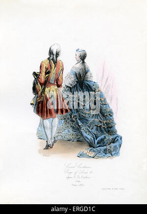 Court Costume in der Herrschaft von Louis XV, 1745 - vom Kupferstich von Polidor Pauquet nach C. R. Cochin. LXV, König von Frankreich: 15 Stockfoto