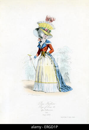 Paris-Moden in der Regierungszeit von Louis XVI, 1787 - vom Kupferstich von Polidor Pauquet nach Debucourt. LXVI, König von Frankreich: 23 Stockfoto